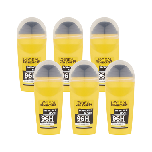 Buy L'Oréal Men Expert Invincible Sport 72H Roll-On Deodorant 6 Pack (6 x 50ml). Long-lasting anti-perspirant protection with a fresh scent and great value.