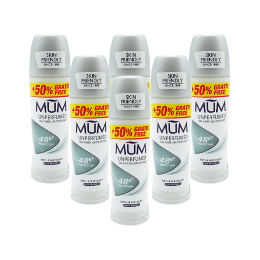 Buy Mum Extra Dry Unperfumed Roll On Deodorant 6 x 75ml. Enjoy up to 48-hour antiperspirant protection with a gentle fragrance-free formula. Great value multipack.