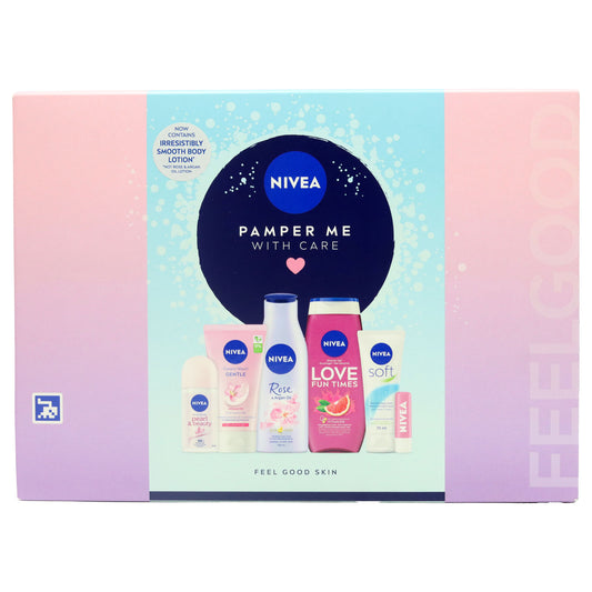 Shop the NIVEA Pamper Me With Care 6 Piece Gift Set. Includes six skincare essentials to cleanse, moisturise and nourish. Fast UK delivery.